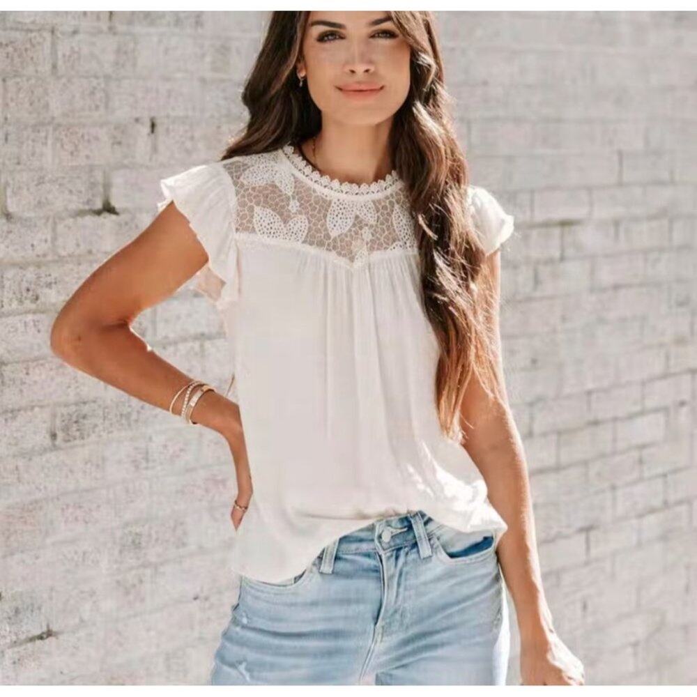 Vici Faye Crochet Lace Babydoll Top Small EUC